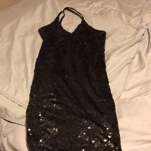 Black sequin mini dress